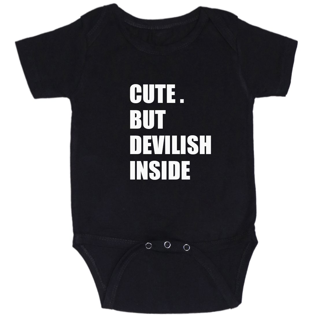 Multicolor Cute But Devilish Inside Cotton Romper For 6 To 12 Months