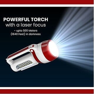 Solar Rechargeable Long Focus Torch With Led Lights(White)