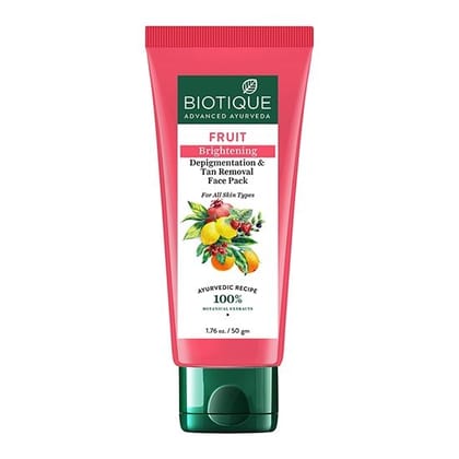 Biotique Fruit Brightening Depigmentation & Tan Removal Face Pack 100g tube Biotique Fruit Brightening Depigmentation & Tan Removal Face Pack 100g tube