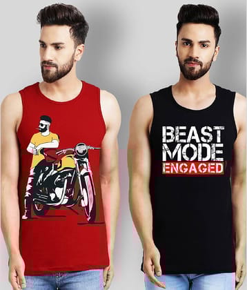 Leotude Pack of 2 Cotton Sleeveless Vest For Men ( Black )