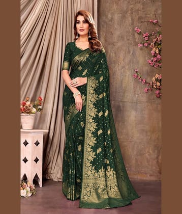 fab woven Art Silk Woven Kanjeevaram Sarees With Unstitched Blouse Piece ( Black )