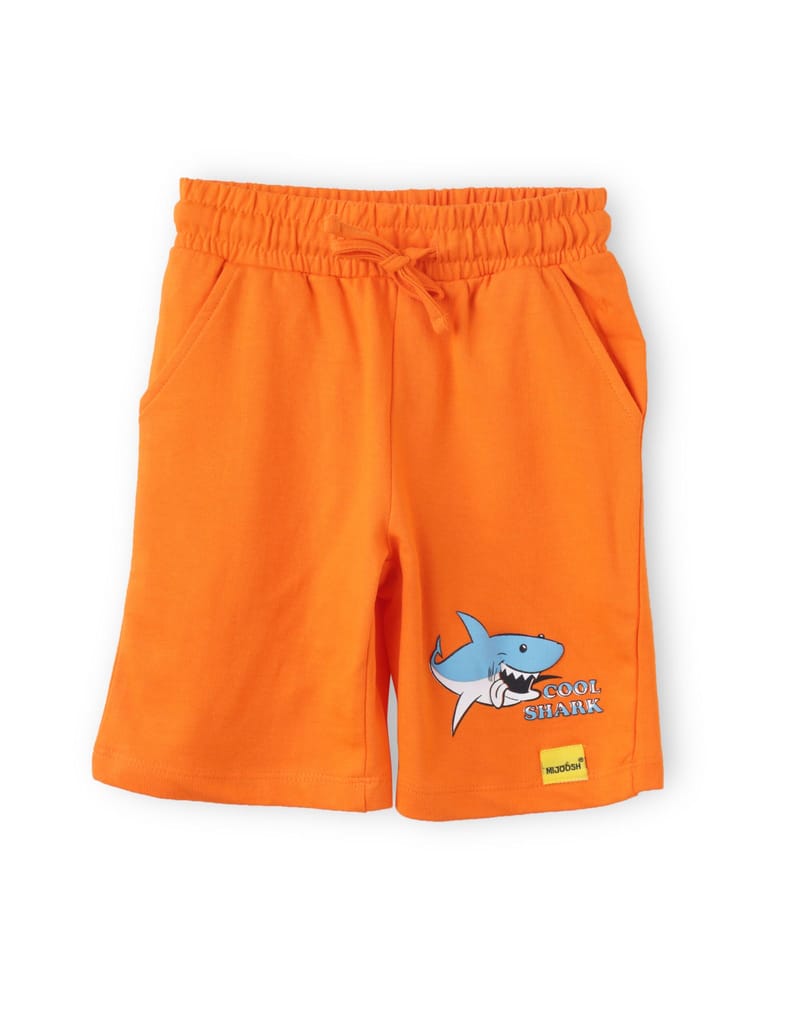 Luxurious Kids Boys Shorts Cotton French Terry Scarlet Ibis Orange Cool Shark 2025 at ShopCircui