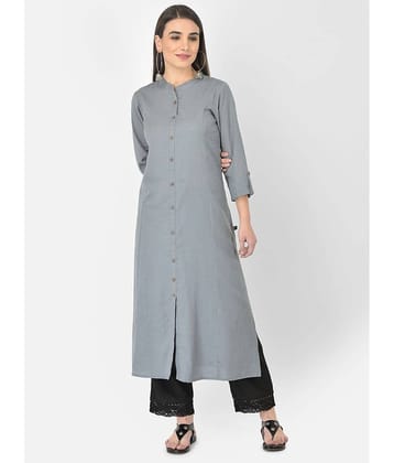Pistaa - Grey Cotton Blend Women's Front Slit Kurti ( Pack of 1 )