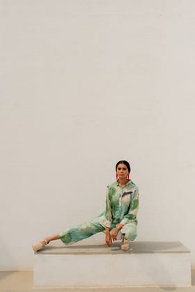 Oriental Cranes and Frogs Shirt Co-Ord-S