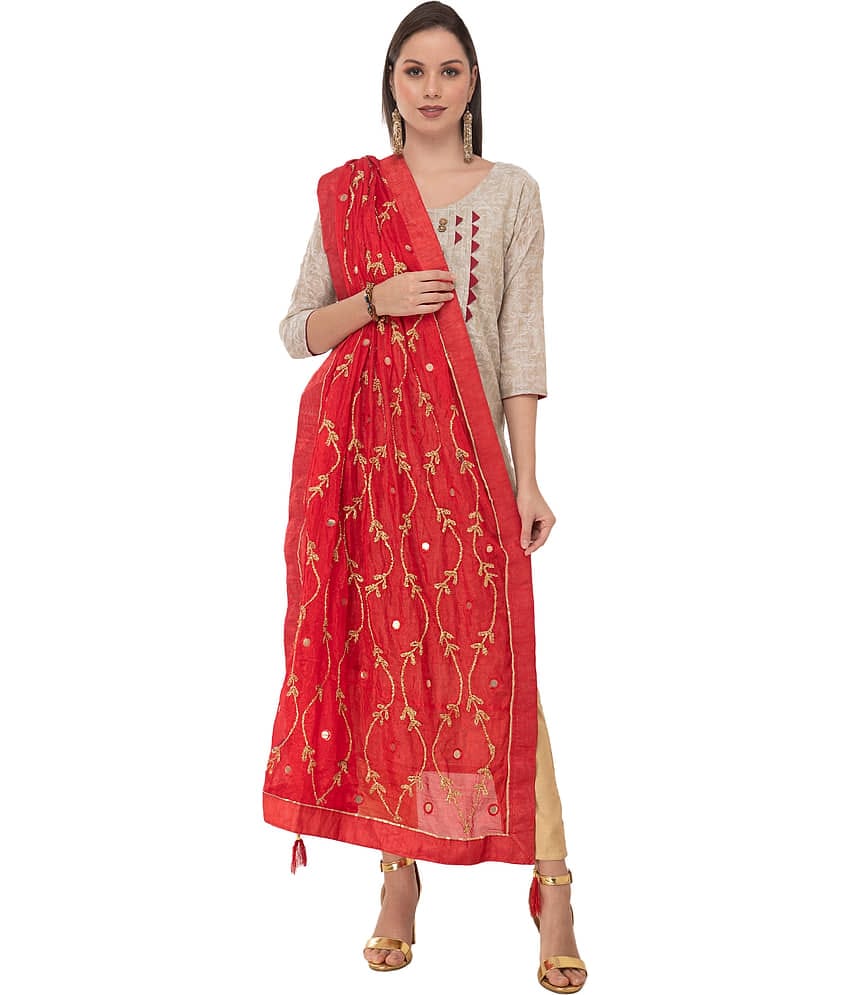 A R Silk - Red Silk Women's Dupatta - ( Pack of 1 )