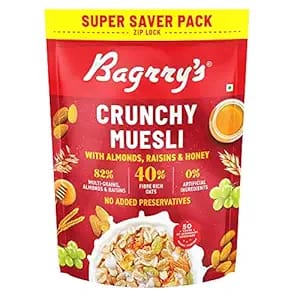 Bagrry'S Crunchy Muesli With Almonds, Raisins & Honey - 40% Fibre Rich Oats, 750 g Pouch