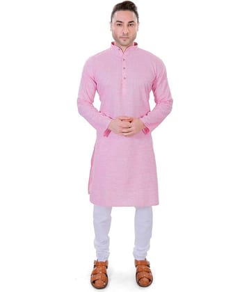 Maharaja - Pink Linen Regular Fit Men's Kurta Pyjama Set ( Pack of 1 )