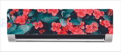 DreamKraft Decorative Small Red Flowers with Green Leaves AC Sticker (Multicolor PVC Vinyl, 30cm X 91cm)