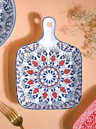 Mandala Ceramic Platter With Handle