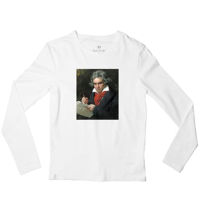 Beethoven Full Sleeve T-shirt-42 - L / White