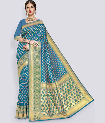 Sariya Jacquard Embellished Saree With Unstitched Blouse Piece ( Orange )