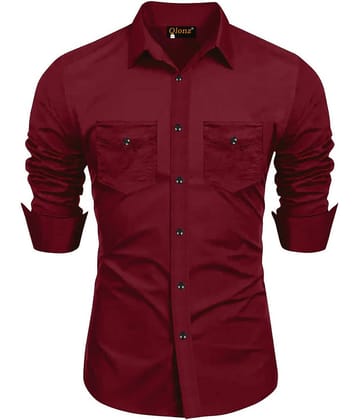 Qlonz store Cotton Blend Regular Fit Solids Full Sleeves Men's Casual Shirt - Navy ( Pack of 1 )