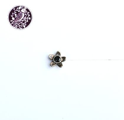 Mogra Black Onyx Silver Nose Pin