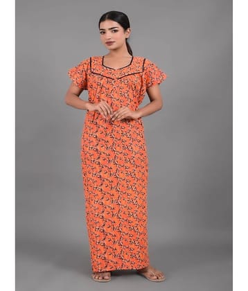 Apratim - Orange Cotton Women's Nightwear Nighty & Night Gowns ( Pack of 1 )