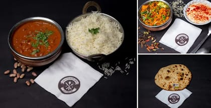 1 x Rice With Rajma Masaledar, 2 x Butter Tandoori Roti, 1 x Veg Biryani With Burani Raita