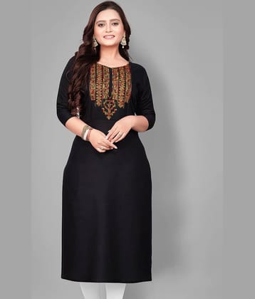 Hetsa - Black Rayon Women's Straight Kurti ( Pack of 1 )