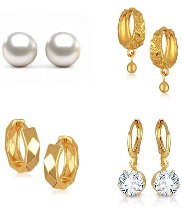 Vighnaharta Golden Stud Earrings ( Pack of 4 ) - Golden