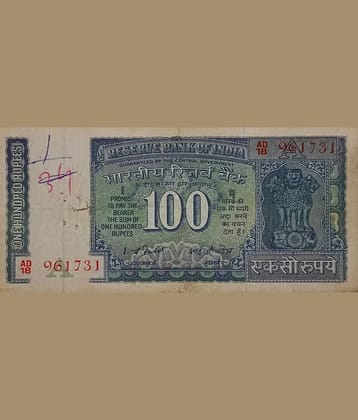 Extremely Rare Old Vintage 100 Rupees White Strip Dam Issue I.G Patel Banknote