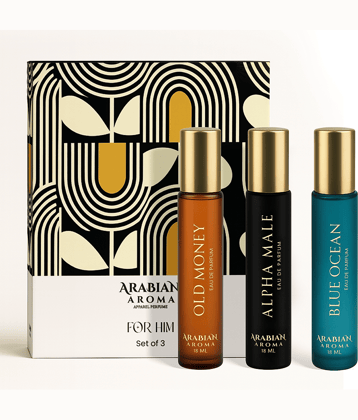 Arabian Aroma Perfume Gift Set for Him – Old Money, Alpha Male & Blue Ocean – Eau De Parfum 18ml Each
