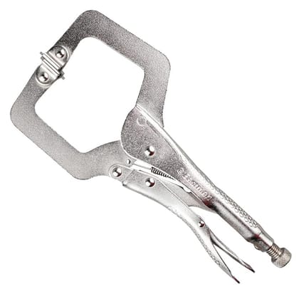 Eastman C-Clamp Plier, 11/275 Mm, Selected Alloy Steel With 5Mm Hex Key Heavy Duty Control Pliers Kit Bar Clamp Swivel Pads -Silvery tool Set (E-2253)