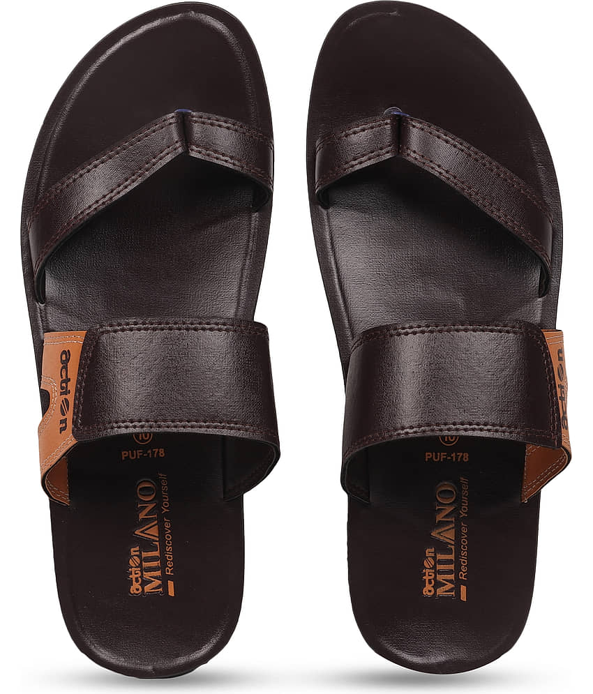 Action Brown Men's Thong Flip Flop