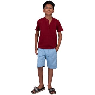 Boys Maroon Henley T-shirt