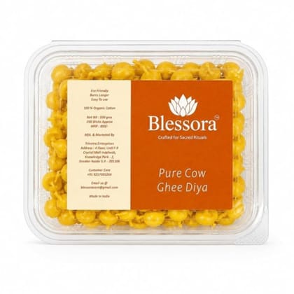 Pure Ghee Cotton Wicks Diya Batti - Ready Ghee Diyas for Pooja | Long Lasting Aarti Use | Temple Daily Worship (250 Pieces)
