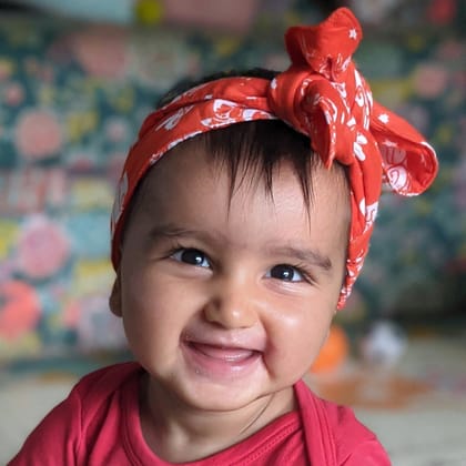 Cotton Malmal (Adjustable) Hairband - Nayantaara Red-Small