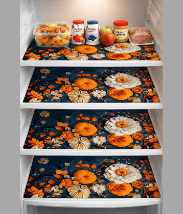 CreadCraft PVC Floral Fridge Mats ( 30 44 ) Pack of 4 - Gray