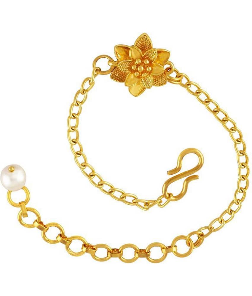 Modern One Gram Gold Plated Floral Adjustable Charm Bracelet for Girls and Women