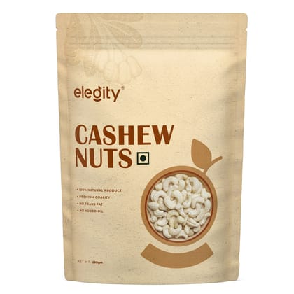 Elegity 100% Natural Plain W320 Cashew Pouch 250 gm | Whole Kaju - Nutritious, Delicious & Crunchy | No Added Preservatives in Dry Fruit | Source of Fibre, Rich in Protein Elegity 100% Natural Plain W320 Cashew Pouch 250 gm | Whole Kaju - Nutritious, Delicious & Crunchy | No Added Preservatives in Dry Fruit | Source of Fibre, Rich in Protein