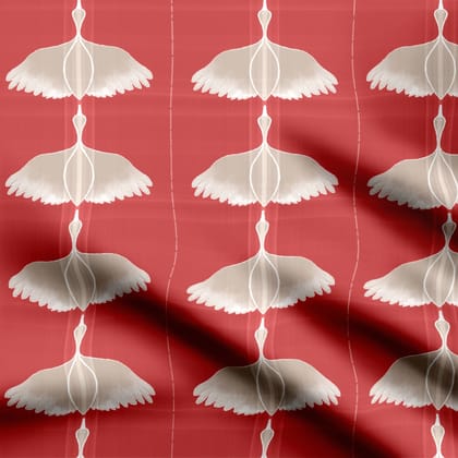 Swan flying dusty red Jungle-Cotton