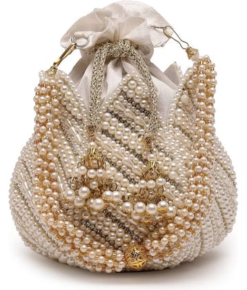 Anekaant White Silk Potli