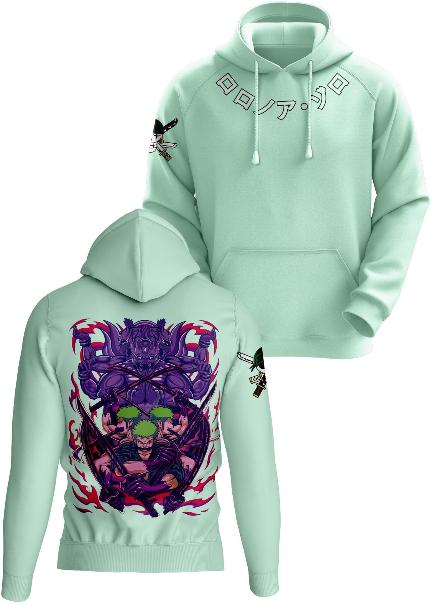 Ronozoro One Piece Hoodie-Mint / S