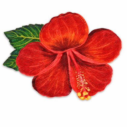 Madhura’s Creations Red Hibiscus Flower Rangoli Patch Set of 4 | Real Rangoli Colours | On Plastic Sheet | Reusable Floral Festive Decor