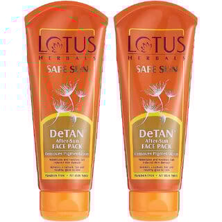 Lotus Herbals Safe Sun Detan After-Sun Face Pack Reduces Sun Tan, Brightens Skin All Skin Types 100G ( Pack Of 2 )