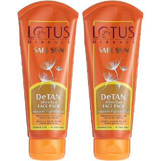 Lotus Herbals Safe Sun Detan After-Sun Face Pack Reduces Sun Tan, Brightens Skin All Skin Types 100G ( Pack Of 2 )