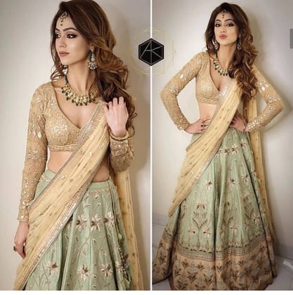 New Look Multi Color Embroidered Semi Stitched Lahenga Choli