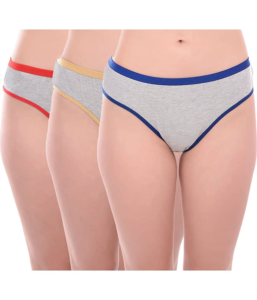 Elina Pack of 3 Cotton Women's Bikini Panties ( Multi Color )