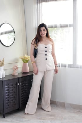 Obello Off White Tube Co-ord Set-L-XL