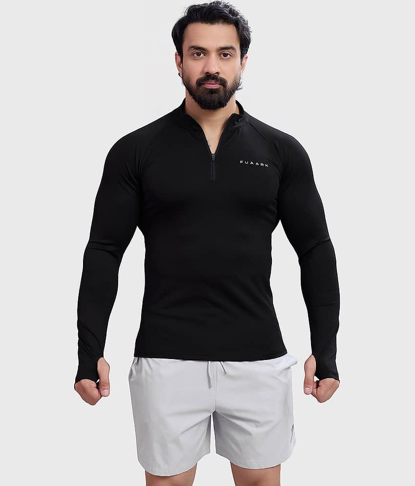 Fuaark Black Polyester Slim Fit Men's Sports T-Shirt ( Pack of 1 )