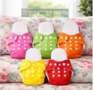 Pack of 5 with 5 Premium Insert Reusable Cloth Diaper Combo (Quick Dry, Washable & Long Lasting Use)