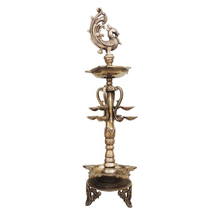 Brass Showpiece Standing Deepak With Bird Statue (BSMAS905 B)