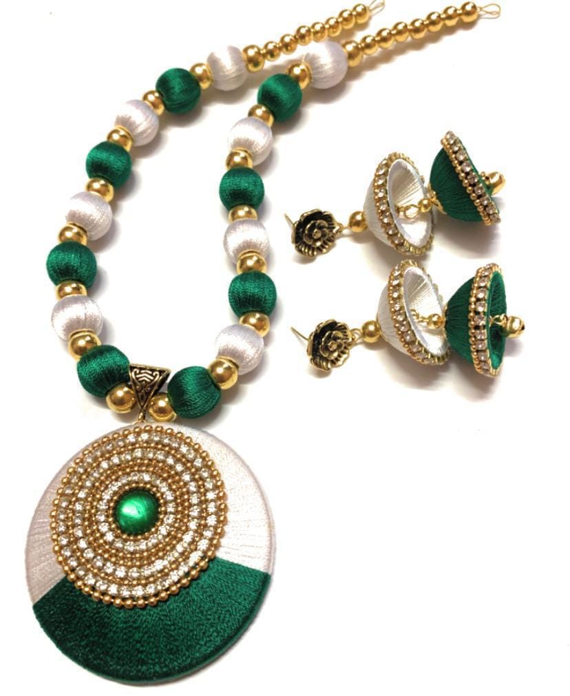 Elegant Dual-Tone Silk Thread Jewellery Set