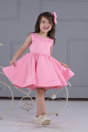 Silky Rose Pearl Frock-Dress / Pink / 1-2yrs