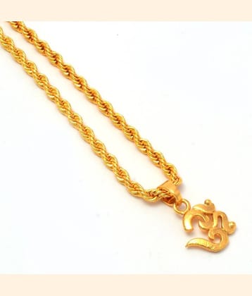 Jewar Mandi Lord Shiva Om Gold Plated Locket/Pendant with Rope/Rassi Chain Daily use for Men, Women & Girls, Boys