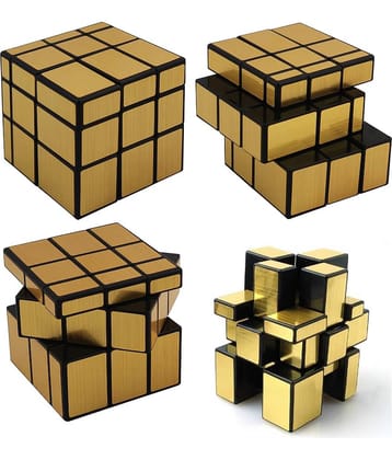 Toy Cloud 3x3 Golden Mirror Magic Cube High Speed Sticker less Brainteaser Stress buster Anti-Anxiety Cube for Kids & Adults