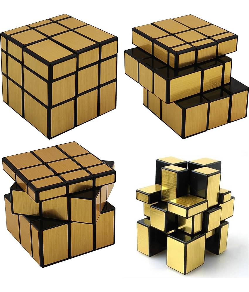 Toy Cloud 3x3 Golden Mirror Magic Cube High Speed Sticker less Brainteaser Stress buster Anti-Anxiety Cube for Kids & Adults