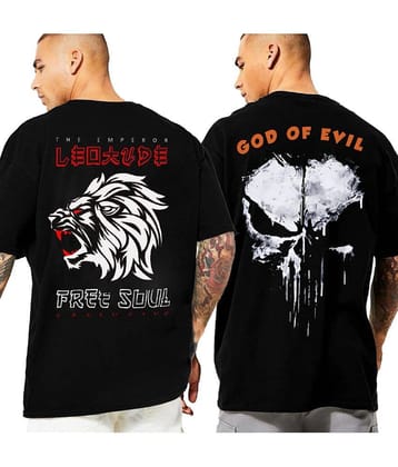 Leotude Pack of 2 Cotton Blend Oversized Fit Men's T-Shirt ( Black )