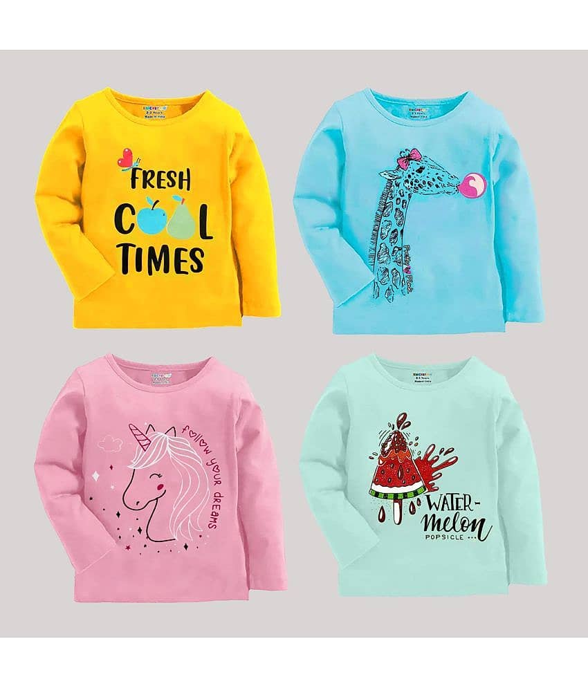 Kuchipoo Pack of 4 Girls Cotton Blend T-Shirt ( Multicolor2 )